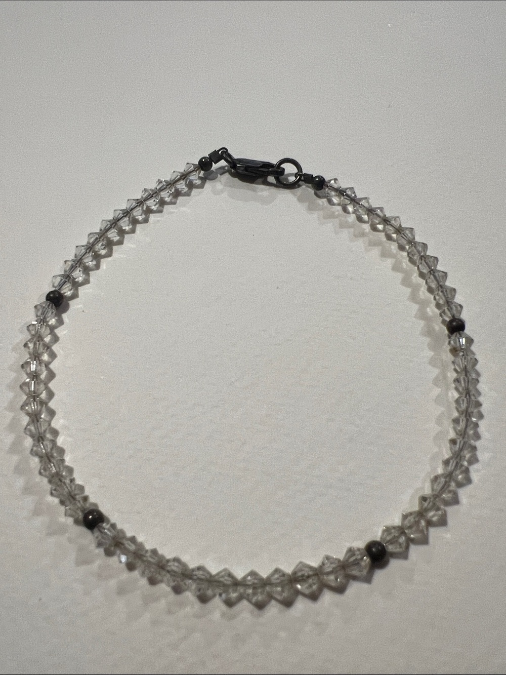 Sterling Silver Delicate Clear Crystal Beaded Bracelet/anklet